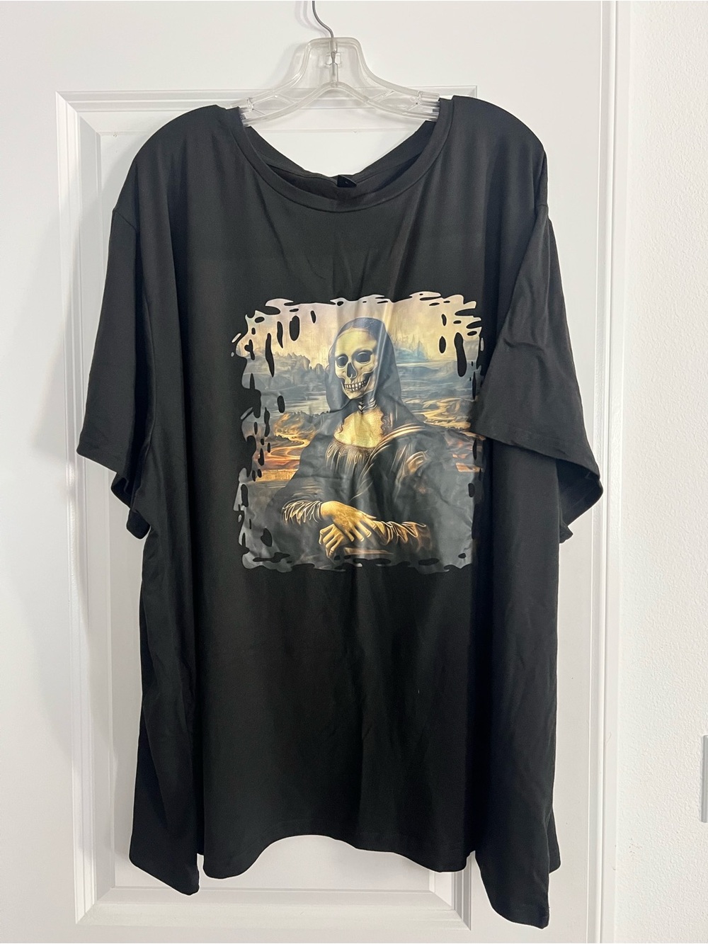 Black Skull Mona Lisa Graphic Tee